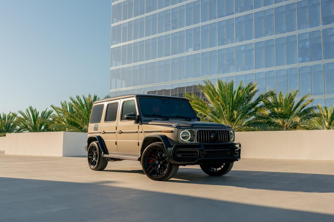 Matte gold Mercedes-AMG G63, rental photo 3 of 18
