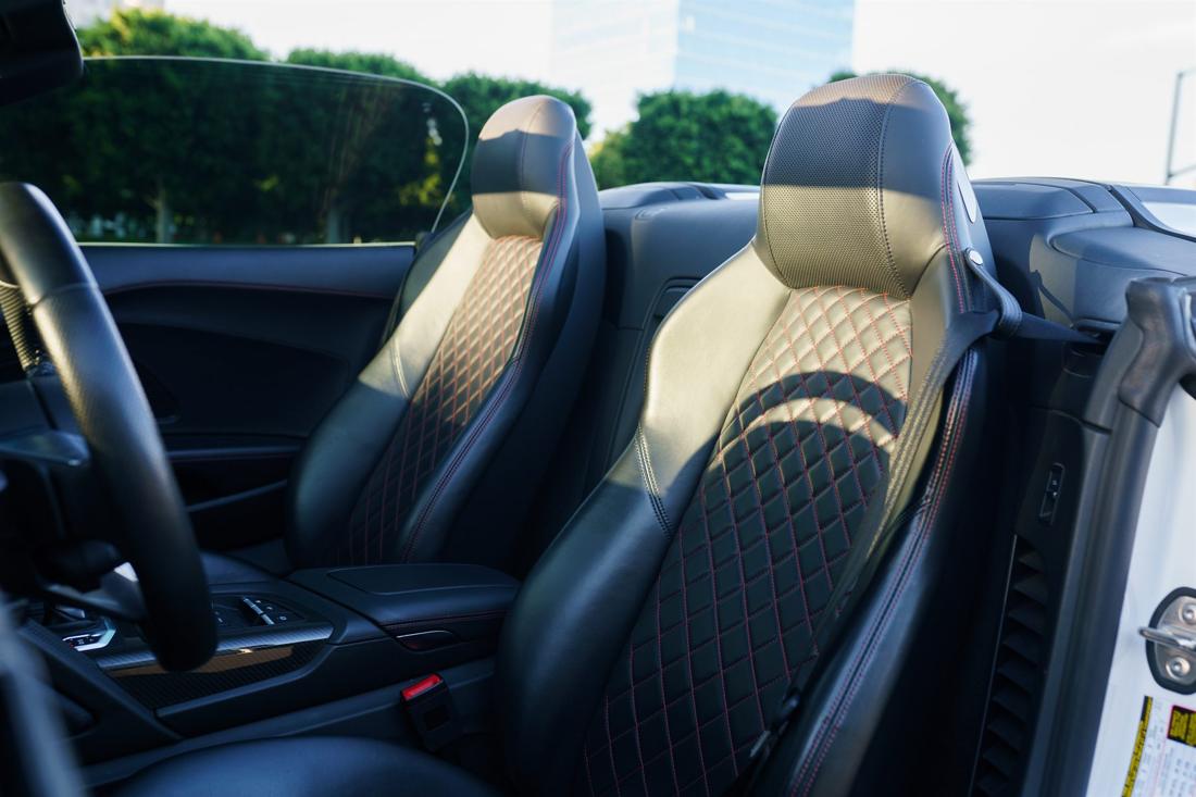 White Audi R8 Spyder convertible, rental photo 15 of 25