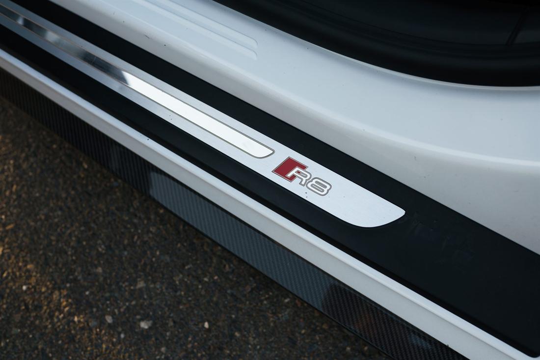 White Audi R8 Spyder convertible, rental photo 16 of 25