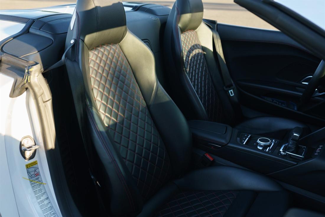 White Audi R8 Spyder convertible, rental photo 20 of 25
