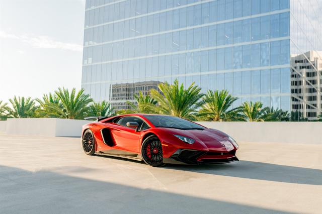 Red Lamborghini Aventador SV rental in Los Angeles