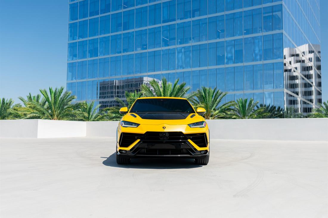 Yellow Lamborghini Urus Performante SUV available for rent in Los Angeles